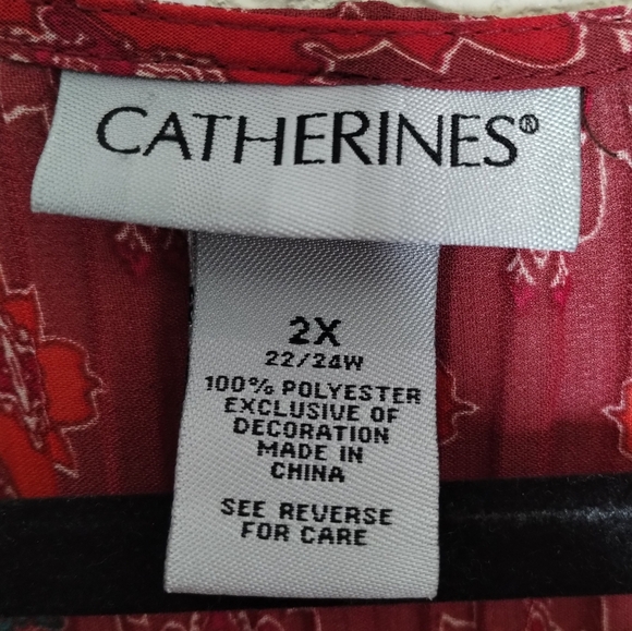 Catherines Colorful Graphic 3/4 Sleeve Pleated Tunic Women's Plus Size 2X - Picture 5 of 6